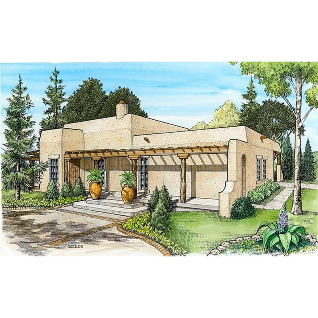 010-321: Adobe Ranch 3 Bed, 2 Bath Luxury Home Plan, 1263 Sq Ft: Full ...