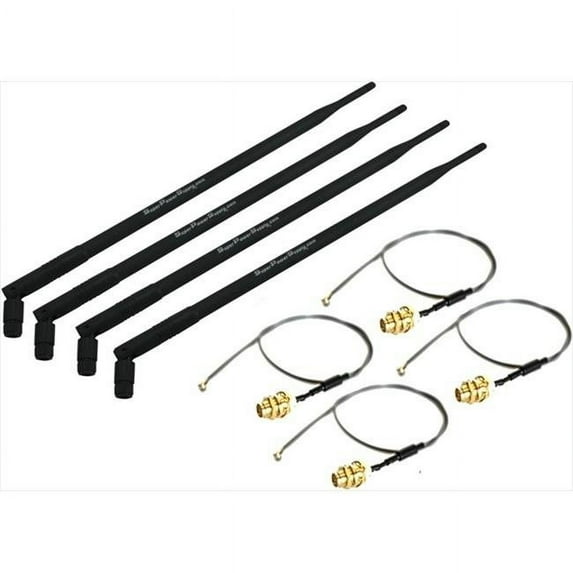 010-SPS-08588 4 x 9dBi Dual Band WiFi RP-SMA Antenna Plus 4 x U.Fl Cable - Mod Kit