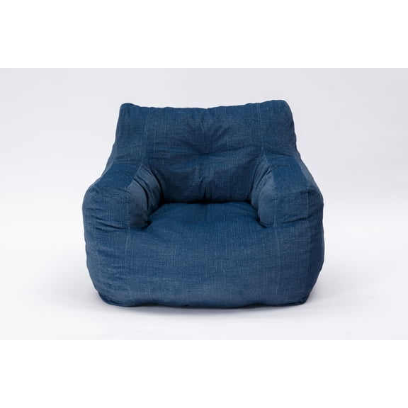 010-Soft Velvet Fabric Bean Bag Chair Filled With Memory Sponge,Blue