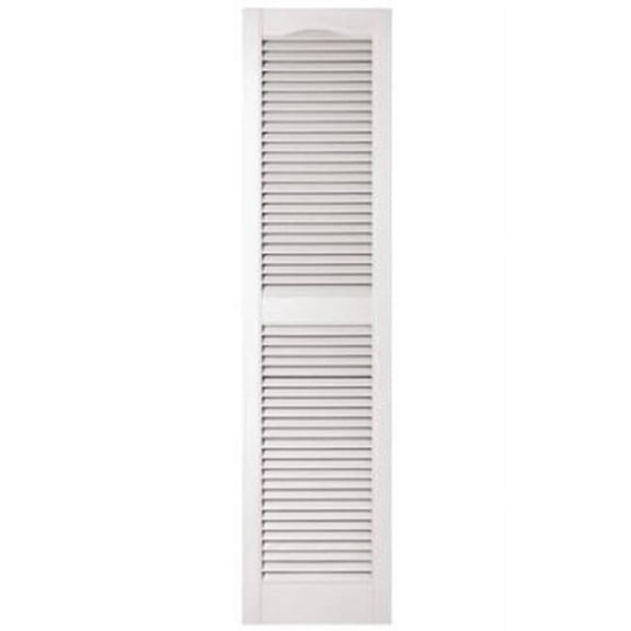 010140060001 15 x 60 in. White Vinyl Louvered Shutter Pair