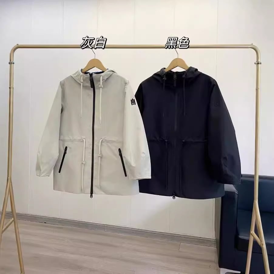 010745 Autumn Waterrepellent Laminated Loose Hooded Zipper Waist