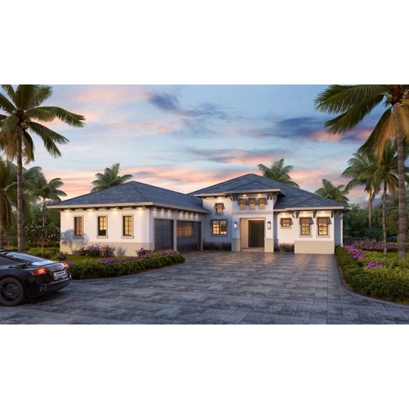 013-2511: Mediterranean Contemporary 3 Bed, 3 Bath Luxury Home Plan, 2511 Sq Ft: Full Blueprints with License to Build by Home Plan Marketplace - Lesuto