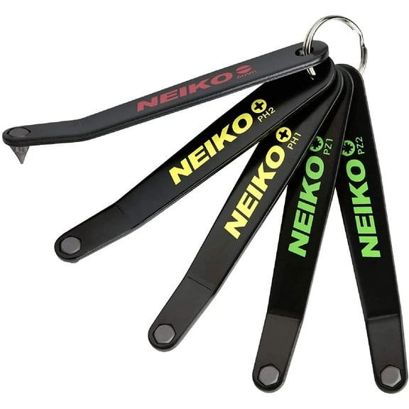 01323A Ultra Low Profile Offset Screwdriver Set | 5-Piece S2 Steel Phillips, Pozidriv, and Slotted