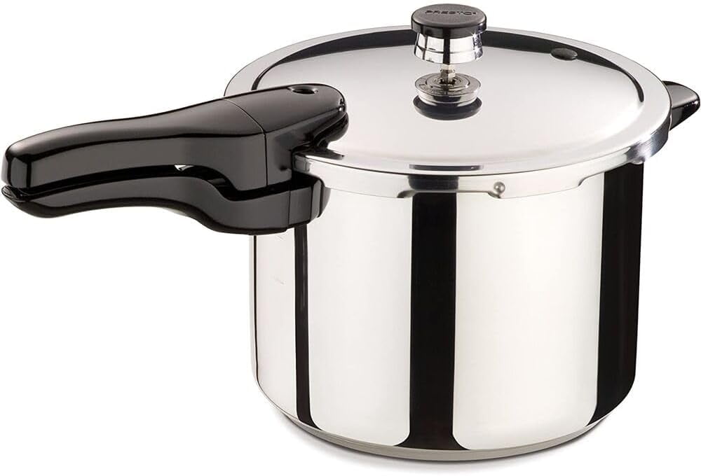 6-Quart Silver Stainless Steel Pressure Cooker with Locking Lid