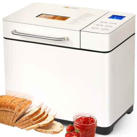 KBS 19-in-1 2LB Bread Maker Machine with Dual Heaters& Auto Nut Dispenser,Ceramic Pan with 2 Kneading Paddle 15H Timer & 1H Keep Warm