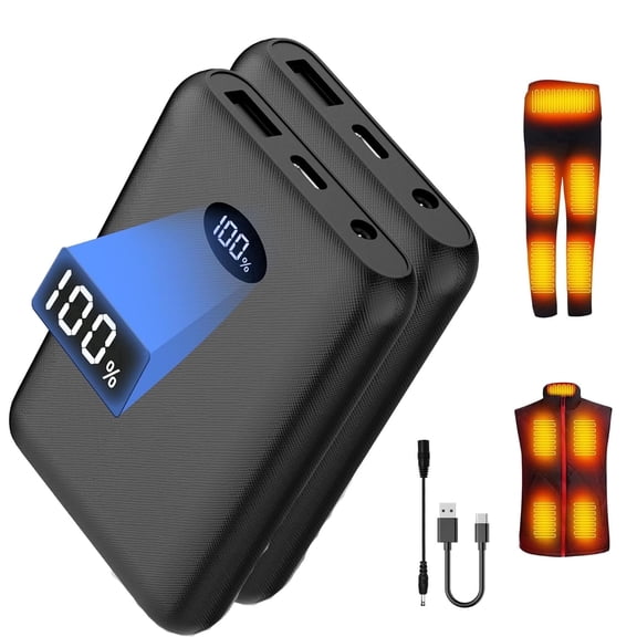 Shine Future Short Circuit Protection 10000 mAh Portable Power Pack with DC Adapter Cable, 2 Pack