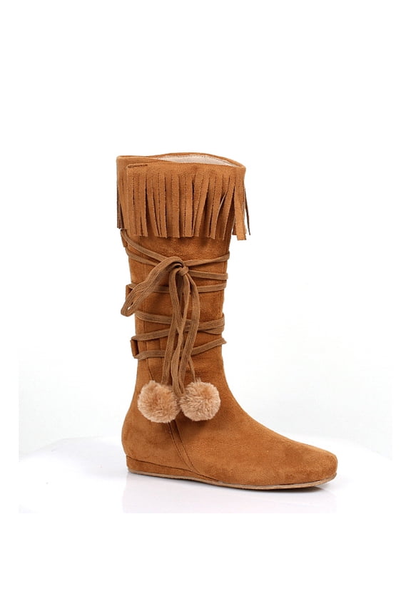 014-DAKOTA, Girl's 1" Heel Boot With Fringe and Poms