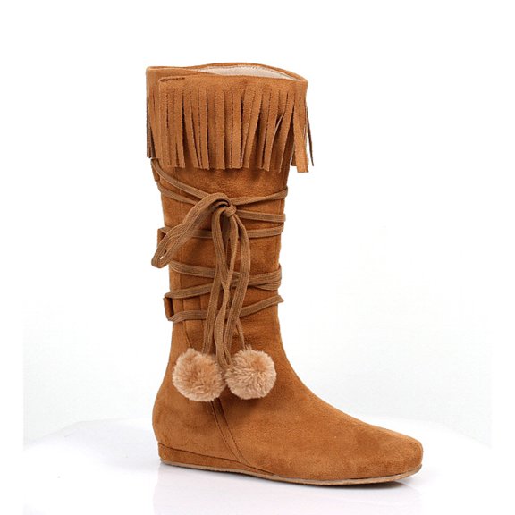 014-DAKOTA, Girl's 1" Heel Boot With Fringe and Poms