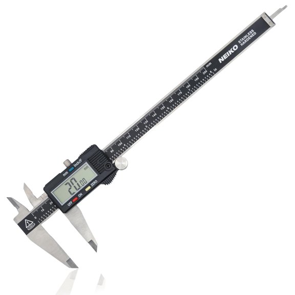 01408A 8 Electronic Digital Caliper Extra Large Display | 0-8 Inches | Inch/Fractions/Millimeter Conversion | Polished Stainless Steel