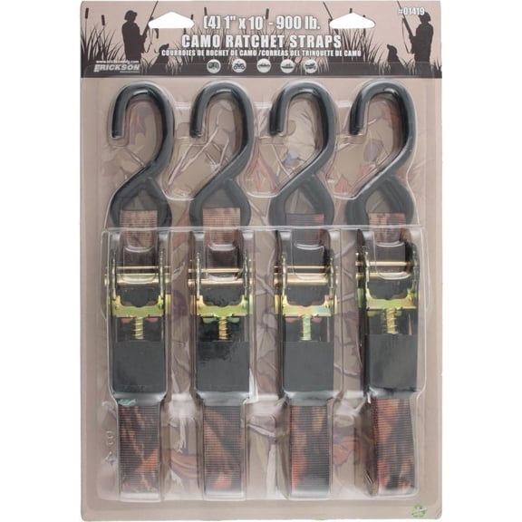01419 1"X10' Ratchet Tie Down4pccamo900#