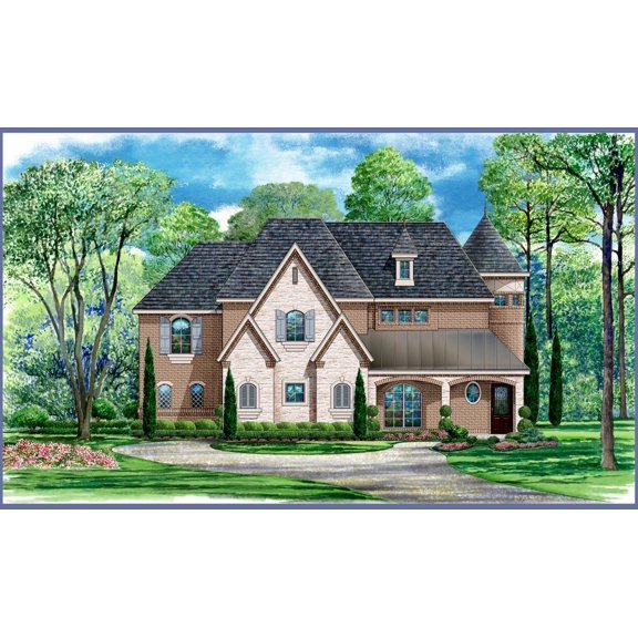 015-1021: Castle Luxury 4 Bed, 4 Bath Luxury Home Plan, 5101 Sq Ft: Full Blueprints with License to Build by Home Plan Marketplace - Lesuto