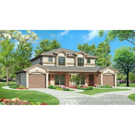 015-1100: Luxury Duplex 6 Bed, 4 Bath Luxury Home Plan, 1488 Sq Ft: Full Blueprints with License to Build by Home Plan Marketplace - Lesuto