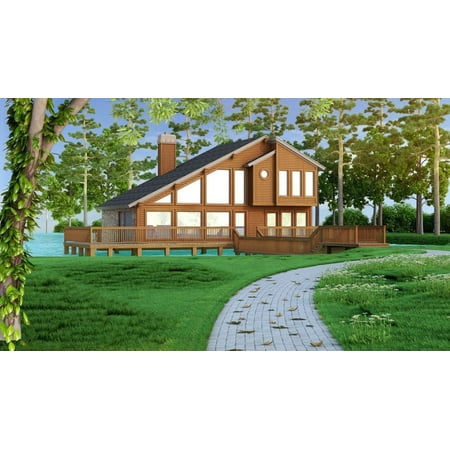 015-4439: Cabin Country 3 Bed, 2 Bath Luxury Home Plan, 1526 Sq Ft: Full Blueprints with License to Build by Home Plan Marketplace - Lesuto