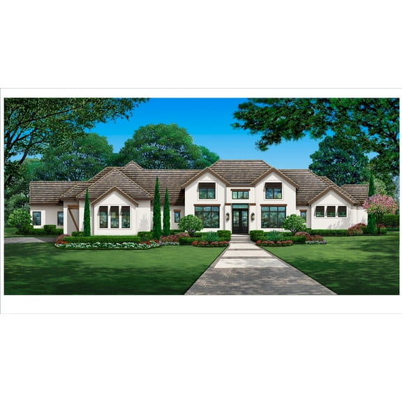 015-7003: Traditional Country 4 Bed, 6 Bath Luxury Home Plan, 4547 Sq Ft: Full Blueprints with License to Build by Home Plan Marketplace - Lesuto