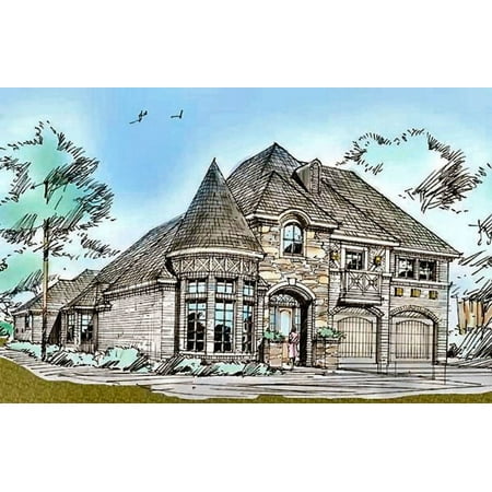 015-724: Castle Luxury 3 Bed, 3 Bath Luxury Home Plan, 3454 Sq Ft: Full Blueprints with License to Build by Home Plan Marketplace - Lesuto