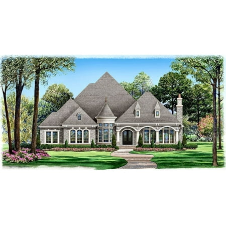 015-878: Luxury Castle 4 Bed, 5 Bath Luxury Home Plan, 4956 Sq Ft: Full Blueprints with License to Build by Home Plan Marketplace - Lesuto
