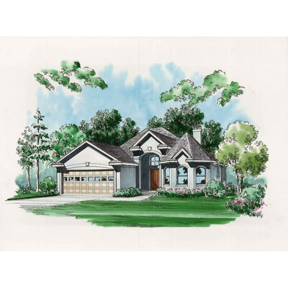 015-943: Country Narrow lot 3 Bed, 2 Bath Luxury Home Plan, 1814 Sq Ft: Full Blueprints with License to Build by Home Plan Marketplace - Lesuto