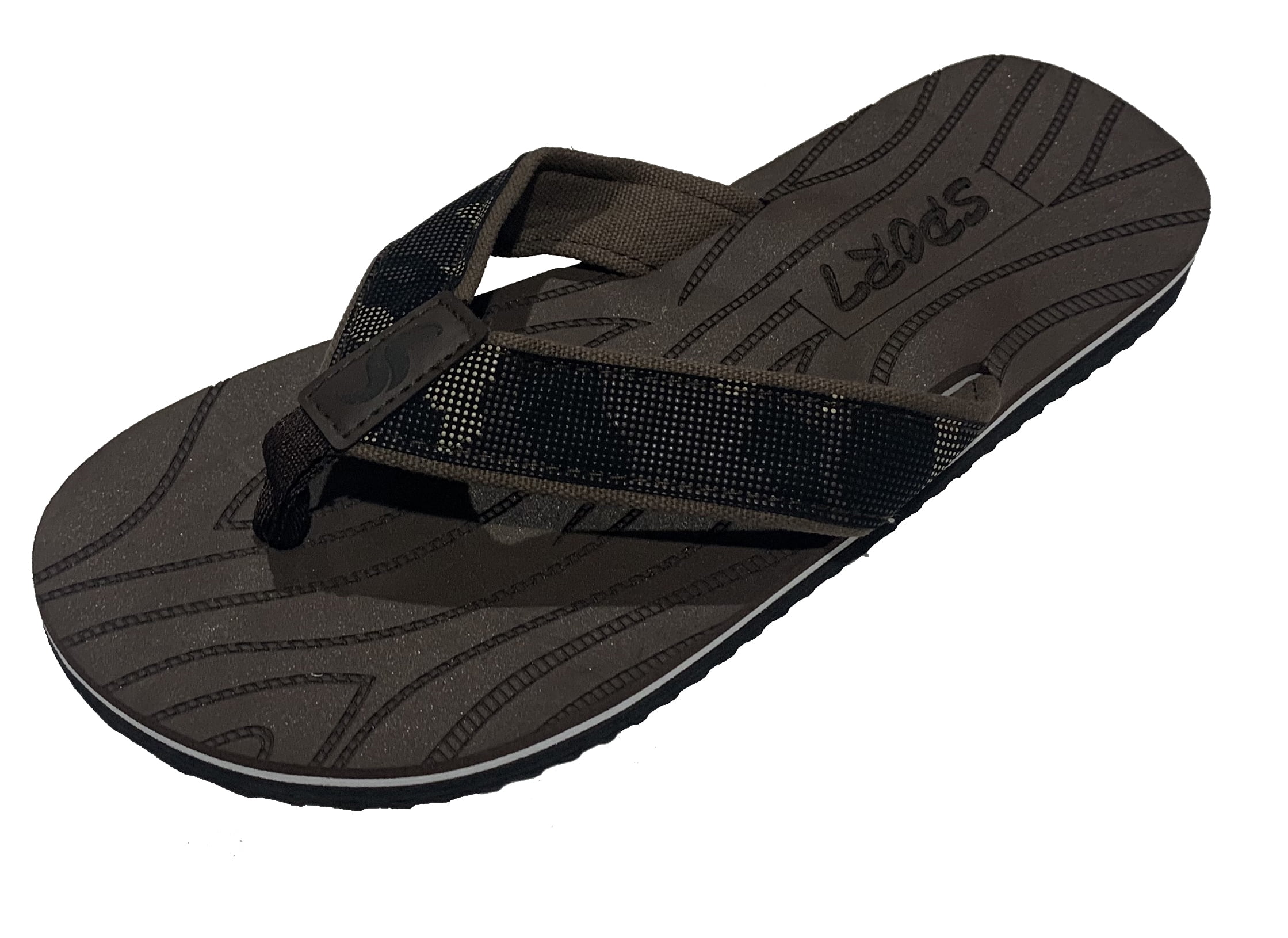 Men's Flip-Flop Sandals, Slip-On Brown, 9