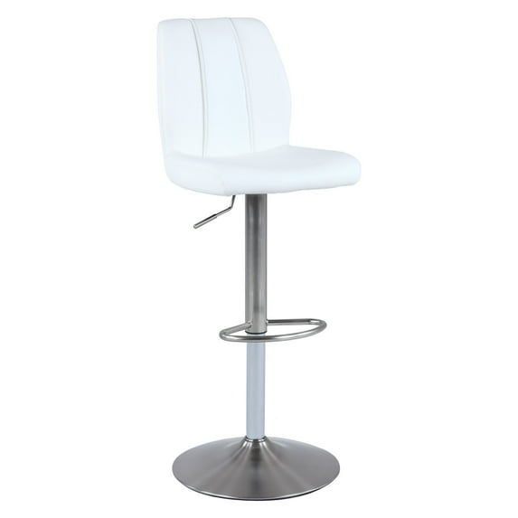 0165 Bella Vita Adjustable Pneumatic Swivel Stool w/ stitching in White