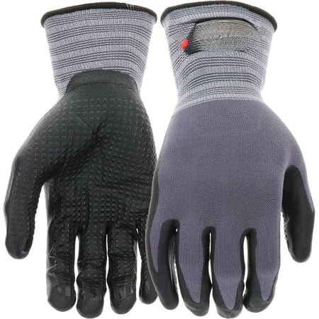 017419M Dipped and Dotted Nitrile Coated Palm Gloves – Medium, Safety Wear Gloves with Extended Knit Wrist. Protective Gear