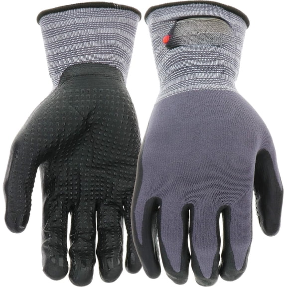 017419M Dipped and Dotted Nitrile Coated Palm Gloves  Medium, Safety Wear Gloves with Extended Knit Wrist. Protective Gear