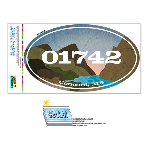 01742 Concord, MA - River Rocks - Oval Zip Code Sticker