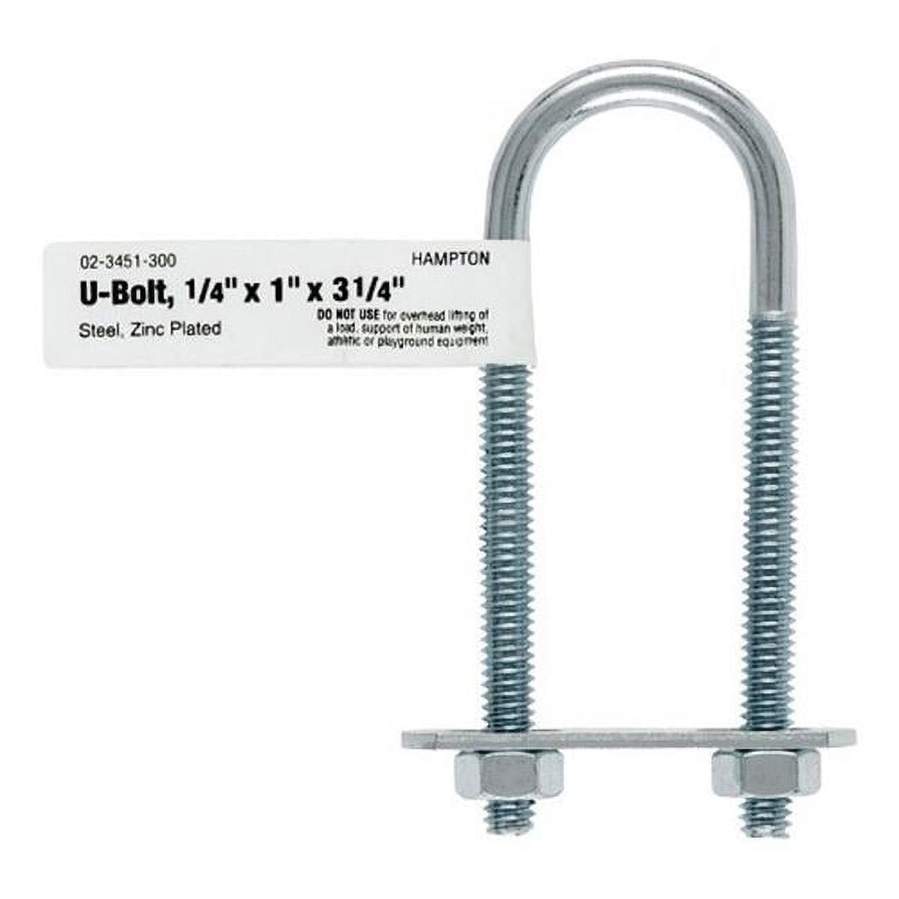02-3451-300 U-Bolt Zince  0.25 x 1 x 3.25 in. - pack of 10
