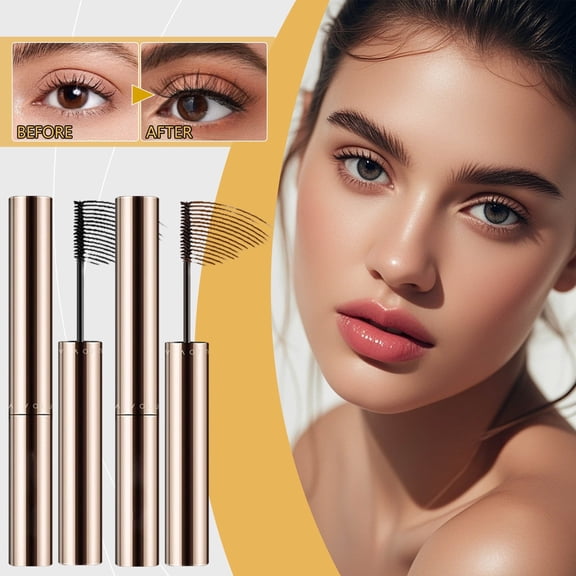 #02 Brown Mascara with Fine Tooth Comb Brush, Lengthening & Volumizing Formula for Natural Nude Makeup, Long-Lasting Smudge-Proof Eyelash Makeup, for Daily Use
