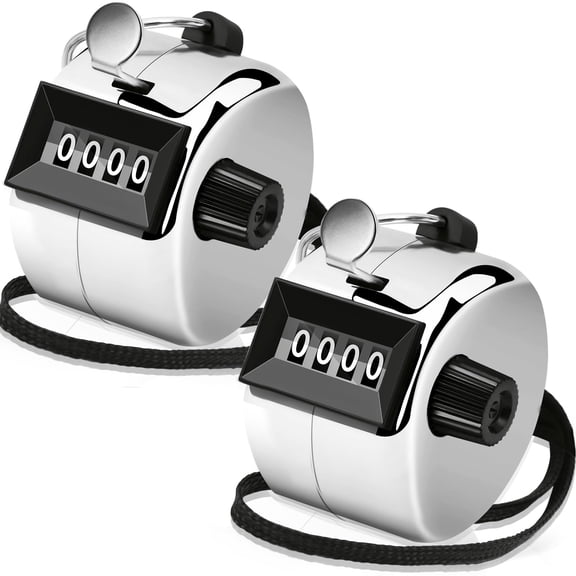 02 Pack Clicker Counter, Metal Hand Tally Counter Clicker, 4 Digit Mechanical Palm Click Counter for Counting Numbers, Coaching, Sports Events Count