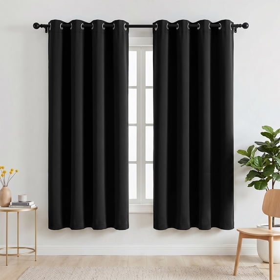 Blackout Curtains, 52 x 72 inch Black Curtains Set of 2 Panels, Thermal Insulated Room Darkening Curtains for Bedroom, Privacy Protection Drapes for Living Room, Bedroom,Dorm