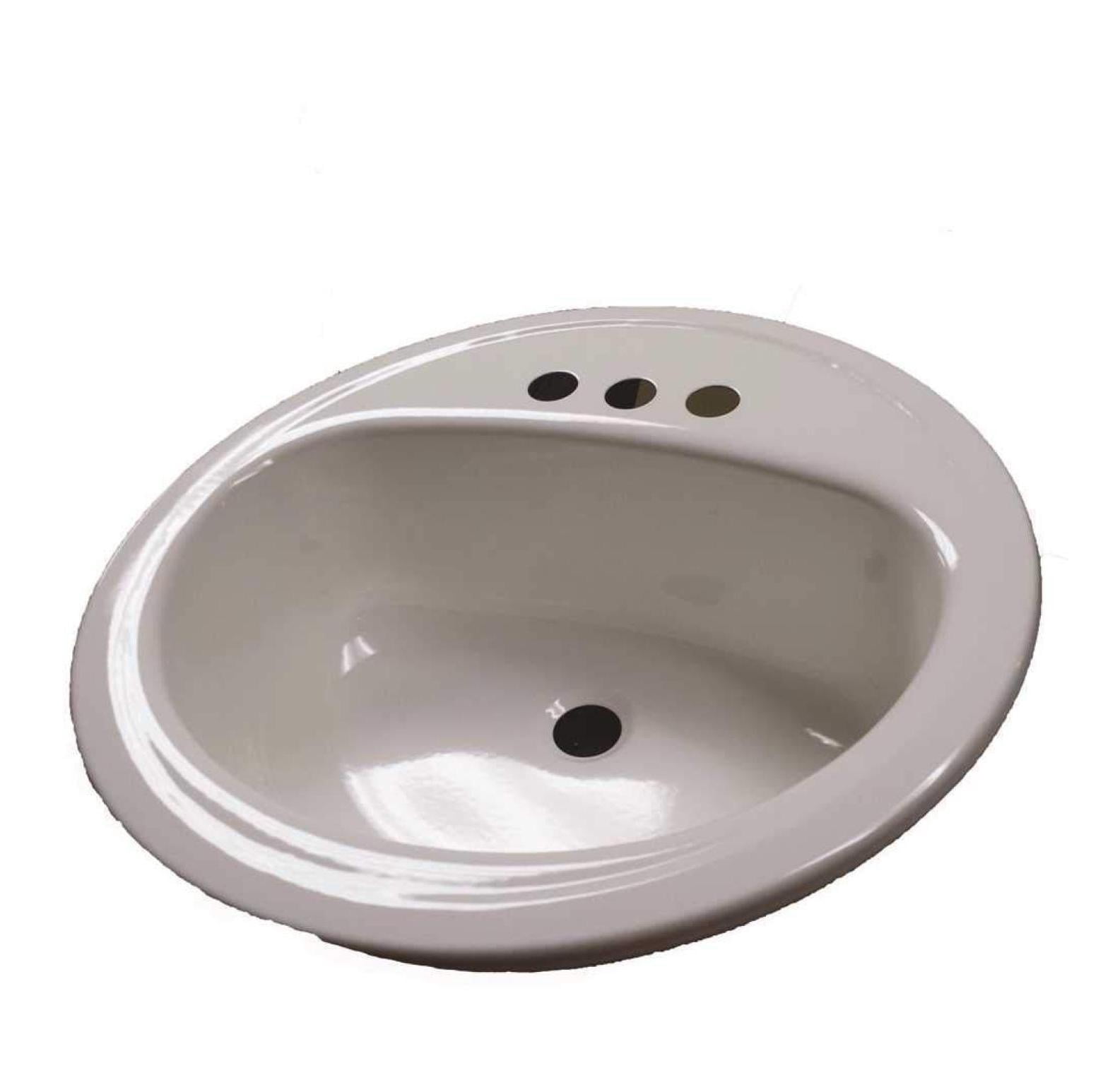 021-2437-00 Bathroom Sink, Round, Steel, 19", White