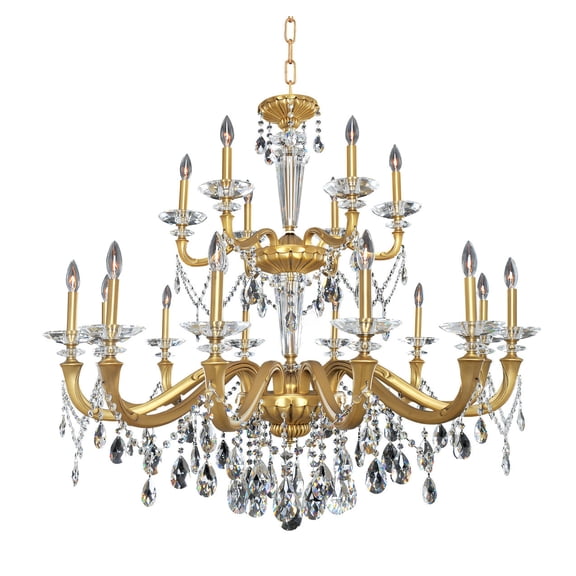 021773-032-FR001-Allegri Lighting-Jolivet - Eighteen Light Chandelier   Historic Brass Finish with Firenze Clear Crystal