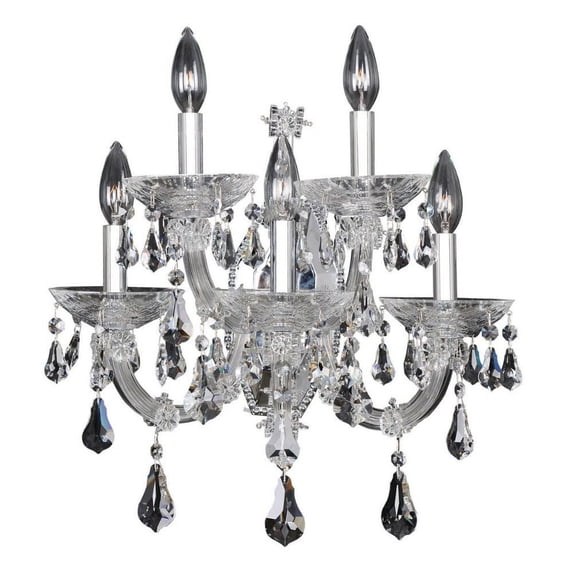 023421-010-FR001-Allegri Lighting-Brahms - Five Light Wall Bracket Chrome Clear Chrome Finish with Firenze Clear Crystal