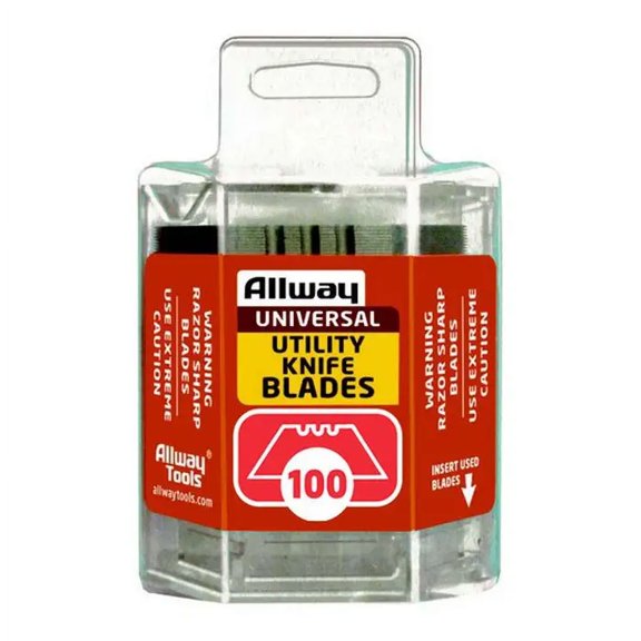 .025" Allway Tools DSP100 Allway Tools 3-Notch Utility Knife Blades, 100-Pack