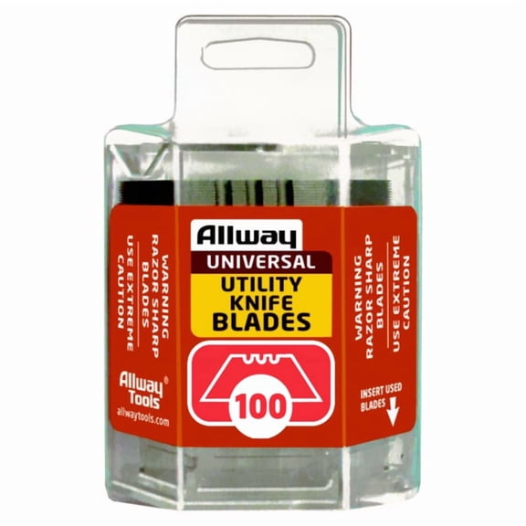 .025" Allway Tools DSP100 Allway Tools 3-Notch Utility Knife Blades, 100-Pack