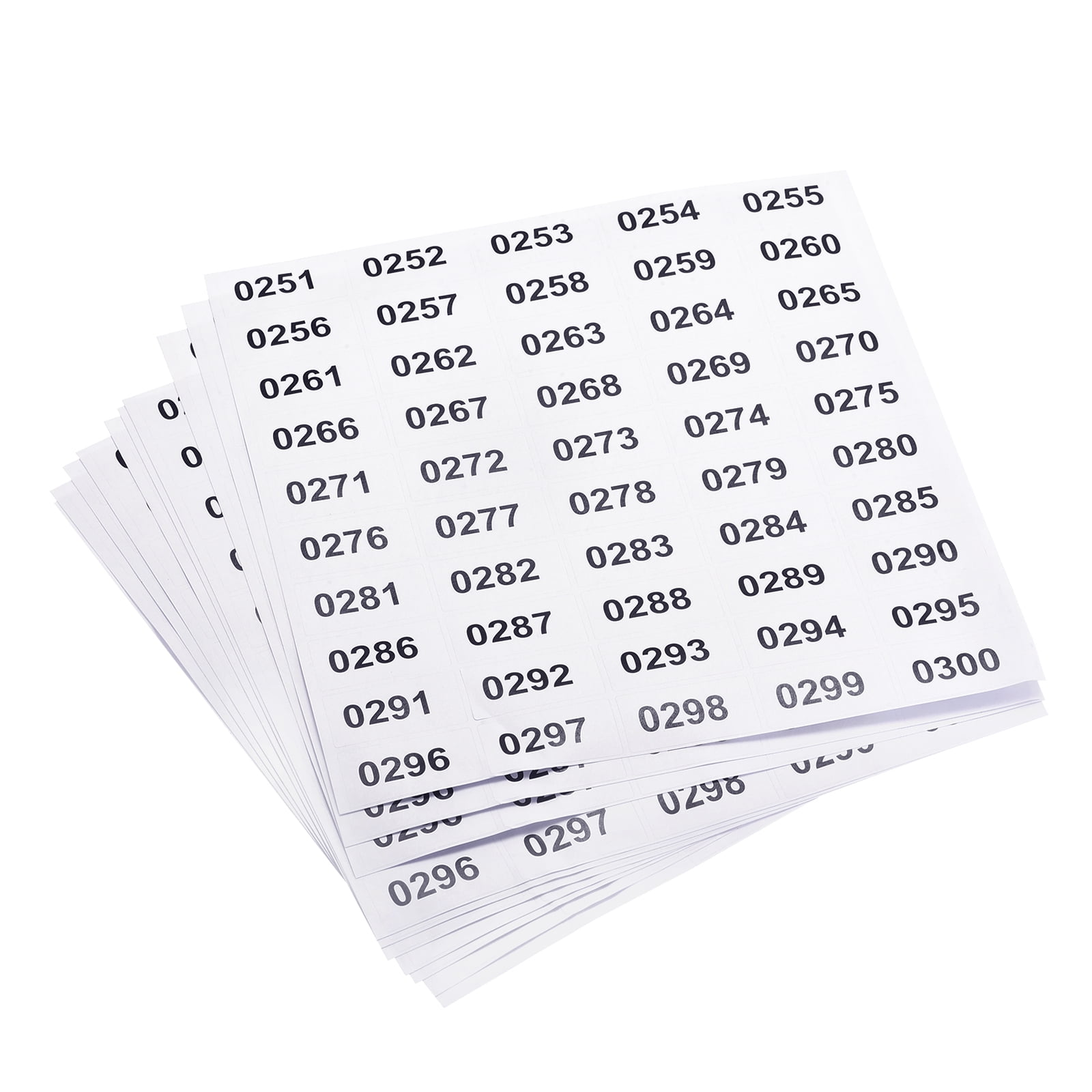 0251 to 0300 Consecutive Number Stickers Inventory Label Sheets for ...