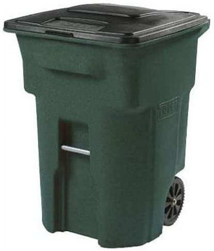 025596-R1GRS Residential Heavy Duty 2-Wheeled Trash Can with Attached Lid, 96-Gallon, Greenstone