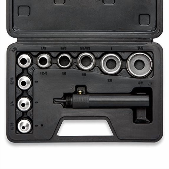 02614A Interchangeable Large Hollow Hole Punch Tool Set, 10 Piece, Gasket Maker, Heavy Duty Gasket Punch Set, Includes Hole Puncher Tool Carrying Case, Leather Punch Set