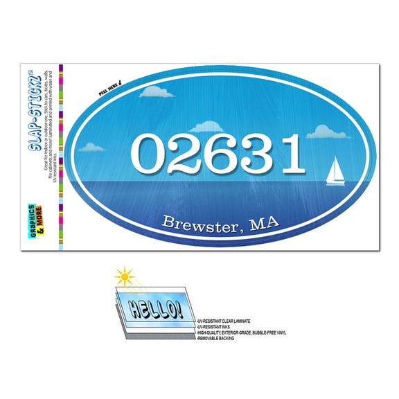 02631 Brewster, MA - Ocean Nautical - Oval Zip Code Sticker