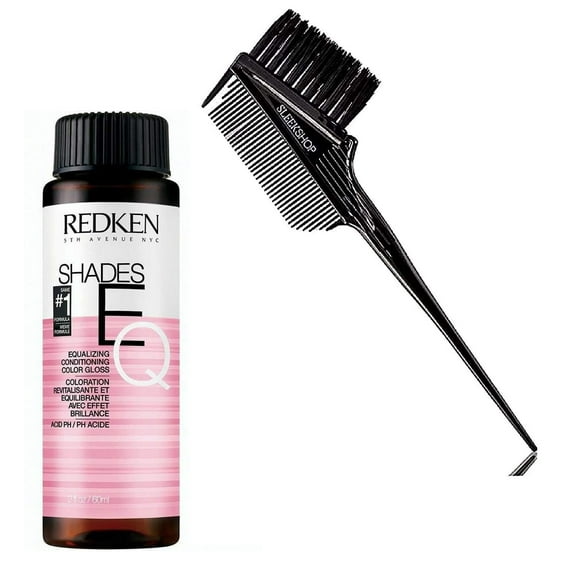 02ABn Cool Ebony - 2ABn : Redken SHADES EQ EquaIizing Conditioning Hair Color Gloss Demi-Permanent Haircolor Dye - Pack of 1 w/ Sleek 3-in-1 Brush Comb