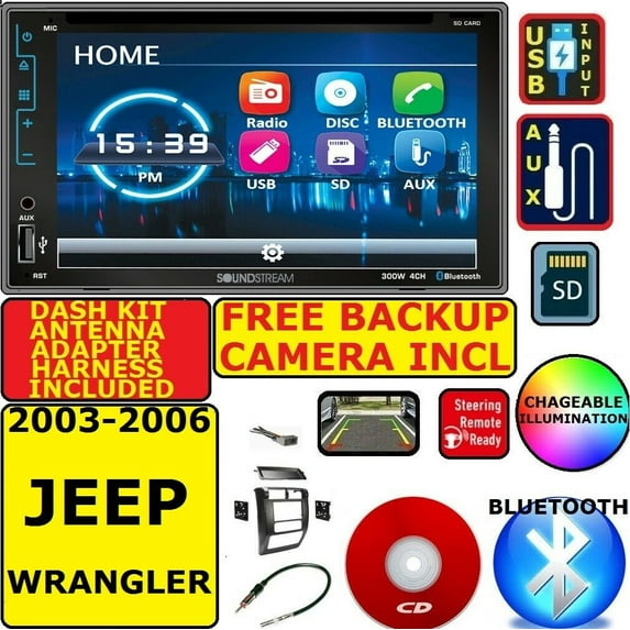 03 04 05 06 JEEP WRANGLER BLUETOOTH USB SD AUX TOUCHSCREEN RADIO STEREO PACKAGE