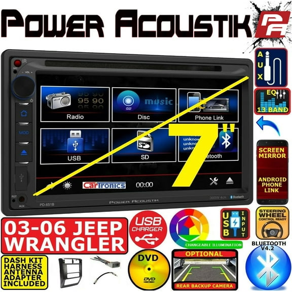 03 04 05 06 JEEP WRANGLER TJ BLUETOOTH BT CD DVD USB Radio Stereo