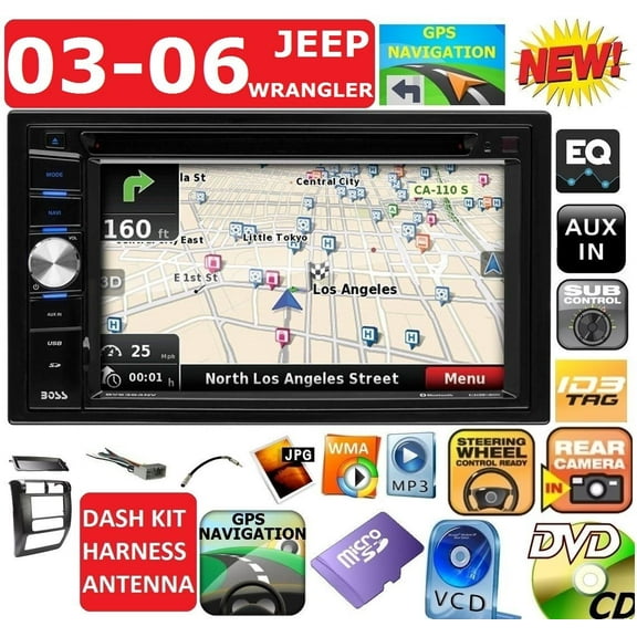 03 04 05 06 JEEP WRANGLER TJ CD DVD NAVIGATION BLUETOOTH BT USB AUX Radio Stereo