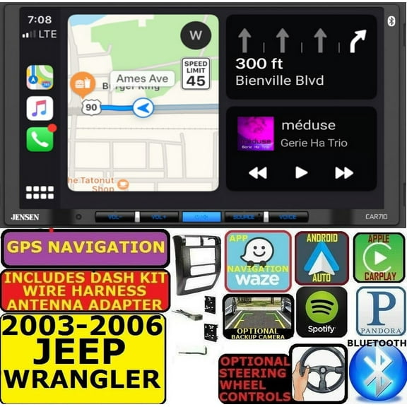 03-06 JEEP WRANGLER NAVIGATION GPS APPLE CARPLAY ANDROID AUTO BLUETOOTH CAR RADIO STEREO