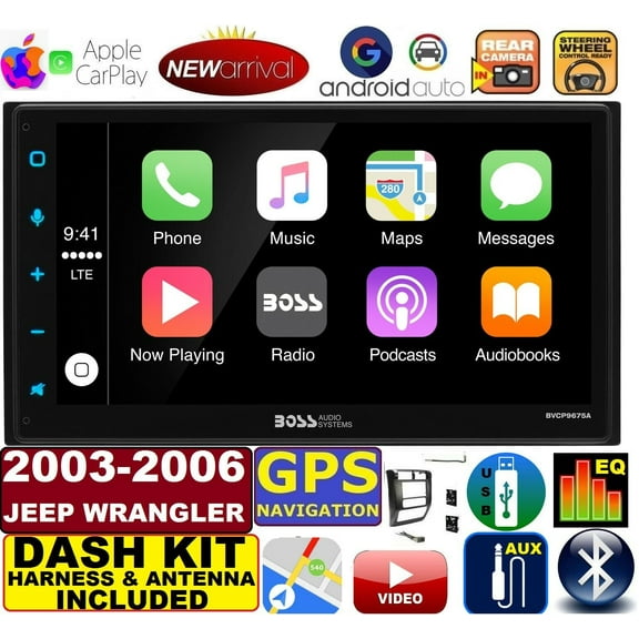03-06 JEEP WRANGLER TJ GPS NAVIGATION SYSTEM APPLE CARPLAY ANDROID AUTO STEREO