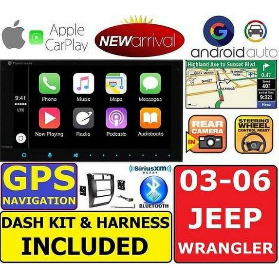 03-06 JEEP WRANGLER TJ GPS NAVIGATION SYSTEM APPLE CARPLAY ANDROID AUTO STEREO