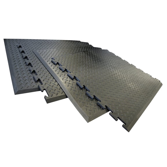 -03_146__'pedal' interlocking anti-fatigue floor mat, end tile, 1/2 inch 28 inches 31 inches, black