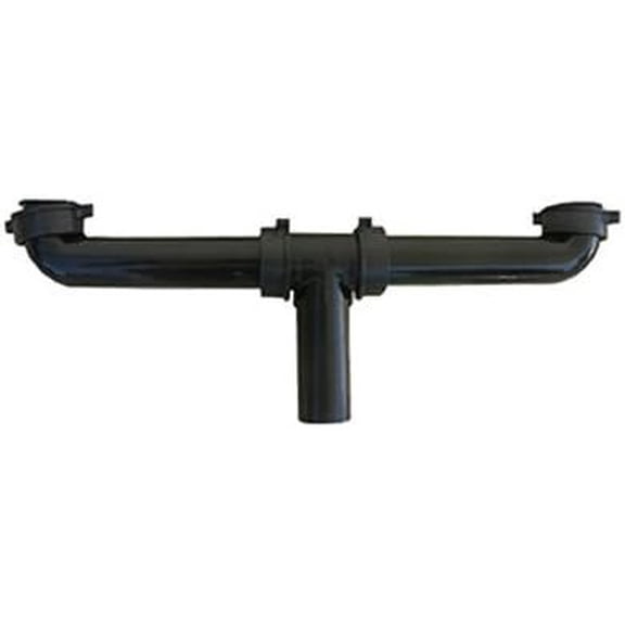 4-pack Larsen Drain Center Outlet for 2 Bowl Sinks - Black Plastic, 1.5 in x 16 in - 4 Pack  Standard US Plumbing Rough-In, Drop-In Replacement