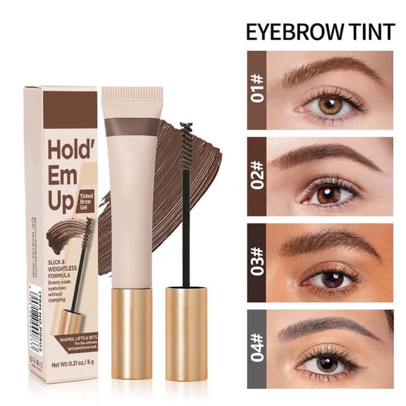 03# Light Brown Eyebrow Tint with Spiral Brow Brush, Beige & Gold Tube, Long-Lasting Brow Color, Gentle On Skin, Ideal For At-Home Brow Care