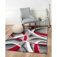 (034) 5x7 Abstract Gray, Red, White Area Rug; Summit Collection Rug